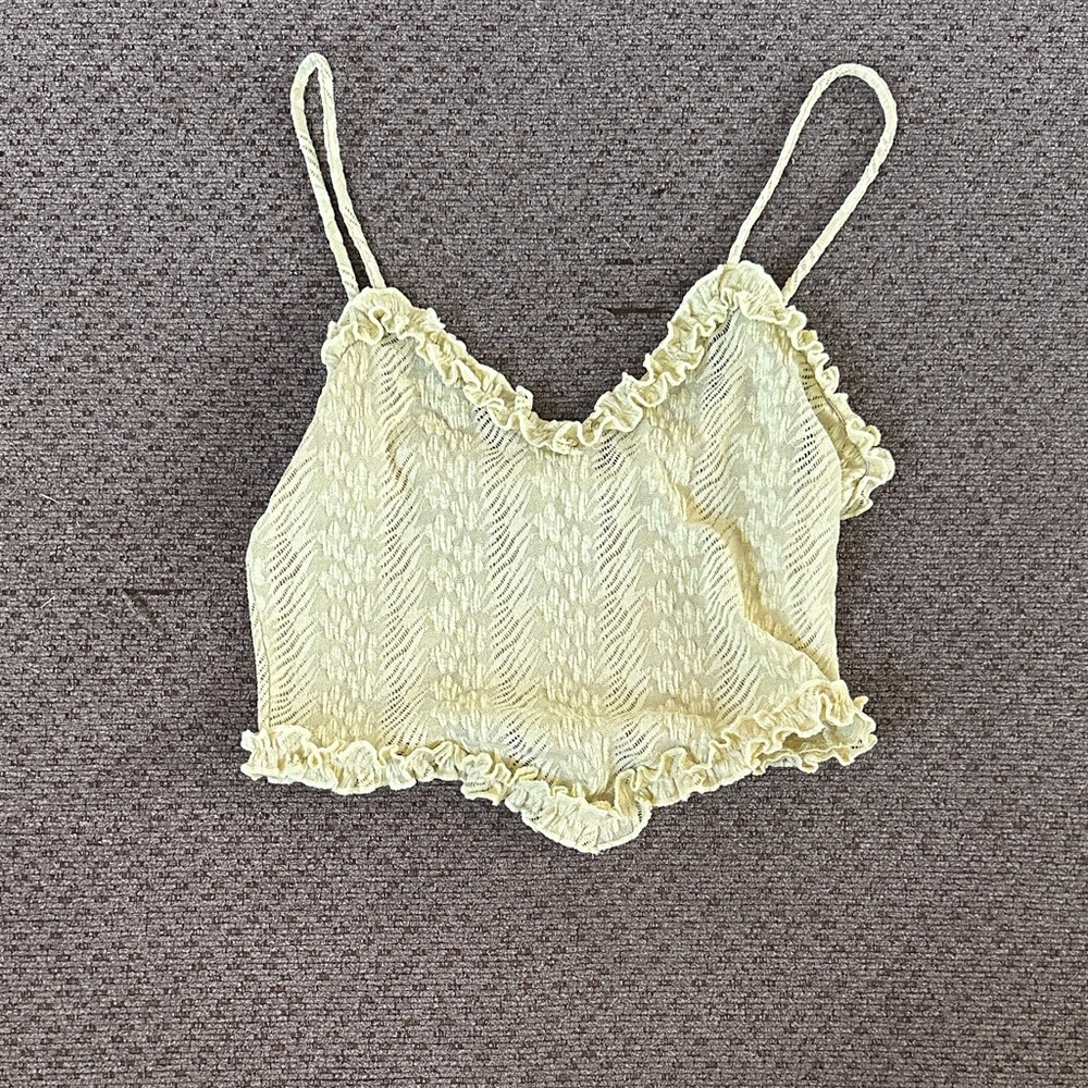 Elegant Cream Ruffle Crop Top